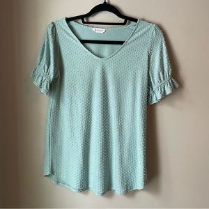 PinkBlush Maternity Mint Textured Ruffle Sleeve Top